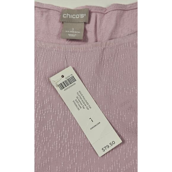 NWT Chicos 1 (M) pink Flutter sleeve shirt career casual comfort minimalist NEW - Picture 4 of 7